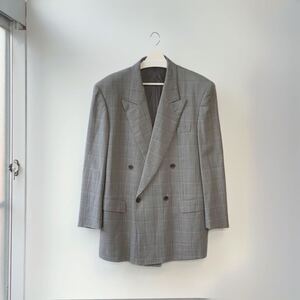 Vintage LANVIN Paris チェック柄 ダブルブレスト テーラードジャケット ヴィンテージ Check Double Breasted Tailored Jacket