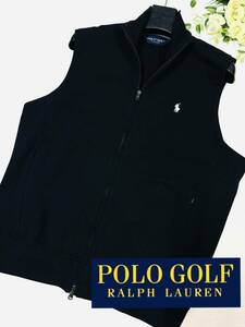 未使用　POLO GOLF ポロゴルフ RALPH LAUREN ラルフローレン フルジップアップ＆両開き・逆開きファスナー　ベスト　ブラック　メンズL