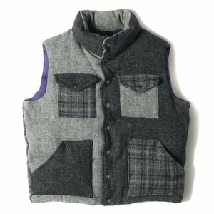 THE NORTH FACE PURPLE LABEL ノースフェイス パープルレーベル ダウン ベスト サイズ:S Harris Tweed クレイジー ダウンベスト グレー系