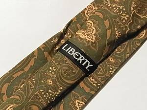 未使用品 日本製リバティLIBERTYネクタイ(抽象柄アート柄芸術柄グリーン緑色 ブラウン茶色系 番号ｓ－１０４