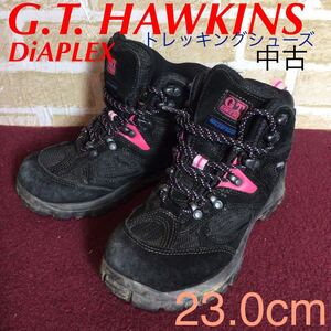 【売り切り!送料無料!】A-204 GT Hawkins!トレッキングシューズ!23.0cm!黒!ピンク!登山!ハイキング!アウトドア!キャンプ!山!中古!