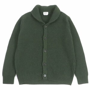 未使用品□HERMES エルメス カシミヤ100％ ショールカラー ロングスリーブ ニットカーディガン グリーン M相当 イタリア製 正規品 メンズ