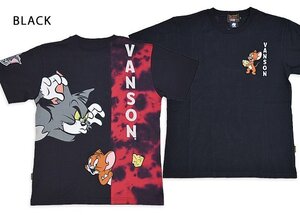 vanson×TOM＆JERRY 天竺半袖Tシャツ◆vanson ブラックMサイズ TJV-2419 バンソン ヴァンソン トムとジェリー 刺繍