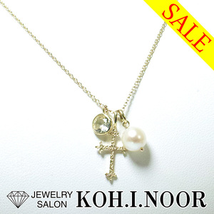 《SALE》スタージュエリー 10金イエローゴールド K10YG ペンダント ネックレス パール クロス ロングネックレス Star Jewelry