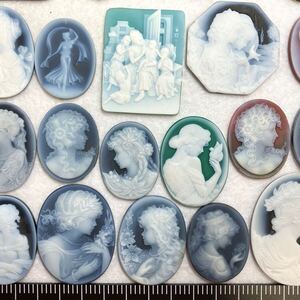 1円〜!!作家物入り!!大量!!◯ストーンカメオおまとめ339.6g◯d 1698ct stone cameo ブローチ 貴婦人 アンティーク 彫刻 w1E25