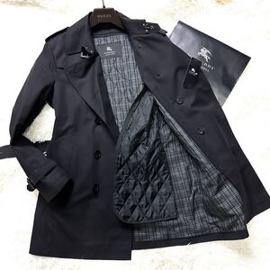 絶版極美品BURBERRY BLACKLABELナポレオンコート黒2wayキルティングライナー付L~Mマリントレンチコート大ブラレバーバリーブラックレーベル