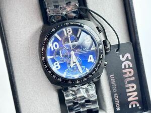 5-72 未使用 SEALANE シーレーン クォーツ アナログ 腕時計 レトログラード クロノ グラフ ブルー SE22-BL