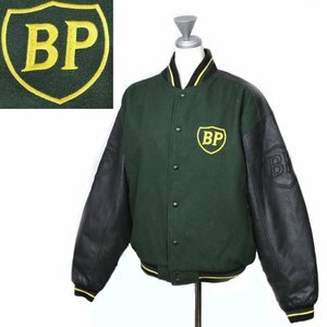 80☆USED☆BP sports club スタジャン 当時物 グリーン 古着 エンジンオイル