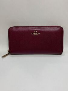 COACH ラウンドファスナー 長財布 パープル 内部劣化 レザー コーチ 財布 レディース