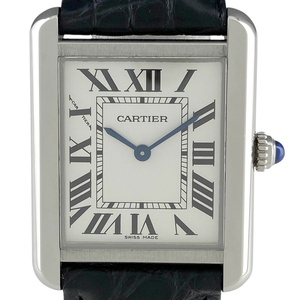 カルティエ CARTIER タンクソロ SM W5200005 腕時計 SS レザー クォーツ シルバー レディース 【中古】