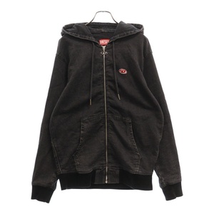 DIESEL ディーゼル D-GIR-NE DENIM HOODIE ロゴワッペン ジップアップデニムフーディ パーカー グレー