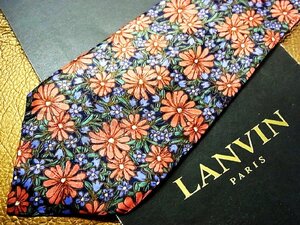 ★良品★3R04348【LANVIN】ランバン「花 植物 柄」ネクタイ