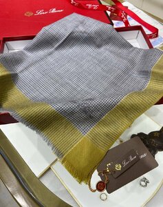 loropiana　ロロピアーナ　レディース　カシミア　ストール　マフラー　刺繍ロゴ　110*110cm　箱付き　3135