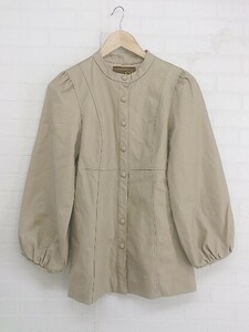 ◇ Belle vintage ベルヴィンテージ フェイクレザー ノーカラー ジャケット サイズ0 ベージュ レディース P