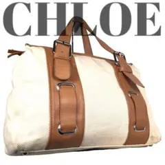 ◇美品◇CHLOE希少ボストンバッグ　入手困難A4　キャンバス×レザー　ベージュ