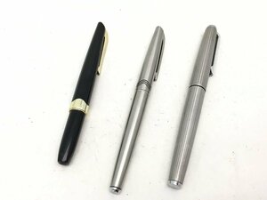 PILOT カスタム 18K-WG/PLATINUM 18K 万年筆 シルバー ブラック 3点 まとめ 筆記未確認 現状渡し 中古【UW050708】