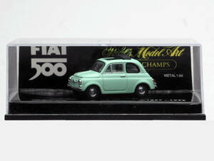 1/64 PMA フィアット 500 薄青 1968 ルーフ開 Micro Champs 640-121501