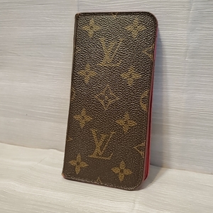 1142 即決 LOUIS VUITTON ルイヴィトン アイフォンケース iPhoneX XS フォリオ レザー スマホ カバー モノグラム ローズポップ