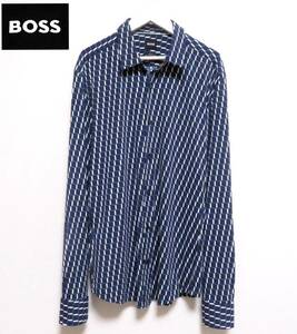 未使用に近い極美品 BOSS ボス ヒューゴボス 幾何学模様シャツ 長袖トップス メンズ ドライウエア ストレッチ ジャージシャツ 大谷翔平