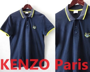 KENZO PARIS:ケンゾー パリス/K-FIT TIGER CREST POLO SHIRT/タイガー刺繍ワッペン コットン 鹿の子 ポロシャツ/ネイビー/Msize