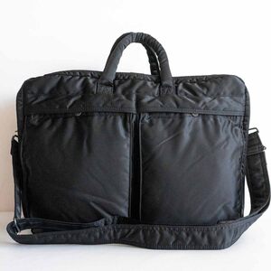 【美品】PORTER 【タンカー 2WAY 2層式 ブリーフケース】ポーター ショルダー ビジネスバッグ ナイロン ブラック TANKER BAG 25010720