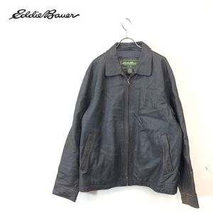 1I3059-F◆ Eddie Bauer エディーバウアー レザージャケット ダブルジップ ブルゾン 総裏 ◆ sizeM 牛革 ブラウン 古着 メンズ 秋冬