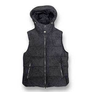 参考上代550000円 未使用品 ● MOORER 21AW FAYER-UR Suede Leather Down Vest スエードレザー ダウンベスト ムーレー ネイビー 44 82585A3