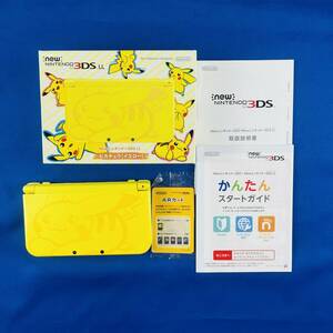 (ヤ)07 【美品】任天堂 ニンテンドー NEW Nintendo 3DS LL ピカチュウ イエロー ARカード ポケバンク ポケムーブ有り 取扱説明書付き 