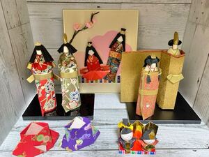 雛飾り　セット　ハンドメイド　doll お雛様　紙人形　和紙　クラフト　色紙　折り紙　雛人形　ひな人形　ひな祭り　インテリア　手作り