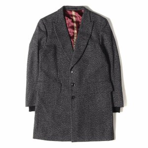 美品 Paul Smith ポールスミス コート サイズ:M2 ノッチドラペル ウール メランジ ツイード チェスター コート 213215 373L ネイビー 紺