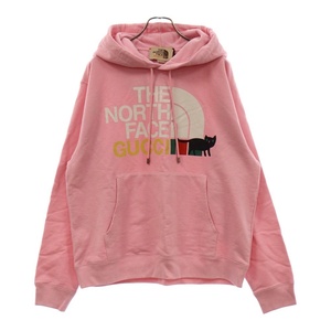 GUCCI グッチ×THE NORTH FACE ザ ノースフェイス ロゴプリント プルオーバーパーカー ピンク 626989