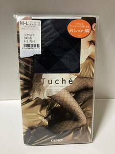 ラージチェック 【ブラック】グンゼ Tuche ストッキング 神田うの パンスト UNO M-L 美脚 GUNZE トゥシェ 柄 タイツ 網 黒