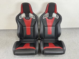 破れ無 RECARO レカロシート SPORTSTER スポーツスター レザー 左右セット 2脚 運転席 助手席 ブラック レッド HTR LTD2 (J4596)