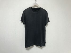 本物ディーゼルDIESELコットンダメージ加工半袖TシャツメンズサーフアメカジミリタリービジネススーツブラックグレーXSブルガリア製