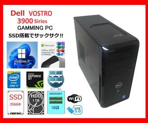 Dell VOSTRO 3900 サクサク Core i7-4790～4.0Ghz×8/16G/新SSD256G +1T/GT635/WiFi/W11/office2021