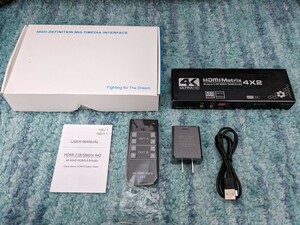 0606u1532　avedio links 4K@60Hz HDMIマトリックス4入力2出力 HDMI切替器 音声分離器 光デジタル