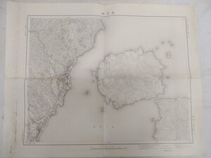 激レア!! レターパックR／明治42年 古地図【 大日本帝国陸地測量部 鹿兒嶋　縮尺1/50000 】(58×46cm) 希少!! コレクション 資料 ／C