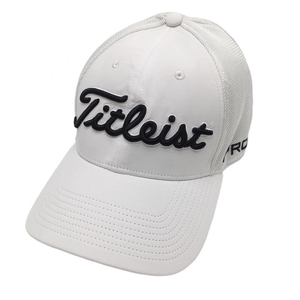 【美品】タイトリスト キャップ 白×黒 立体ロゴ刺しゅう M/L ゴルフウェア TITLEIST