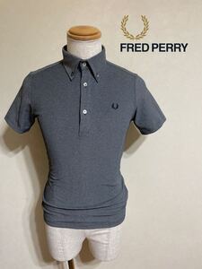 FRED PERRY フレッドペリー ボタンダウン 鹿の子 ポロシャツ トップス サイズS 半袖 チャコールグレー FZ1395