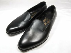 ■HH未使用【ロンドンロブ JOHN LOBB】 希少! ビスポーク レザースリッポン シューズ 紳士靴 (メンズ) size8.5相当 ブラック ★8HT1631★