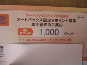 ★最新版★送料含む★オートバックス　株主優待Ｖポイント　1000★