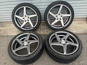 ALPIL アルピール NEWING　18インチアルミホイール　4本　7.5J 112㎜×5H　＋48　＆Goodyear 225/40R18 ハブリング付　ゴルフ7等に　　　　