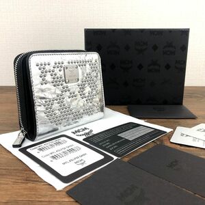 ☆送料無料☆ 未使用品 MCM コンパクトウォレット シルバー 二つ折り財布 箱付き 313