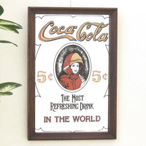 ビンテージパブミラー/コカ・コーラ/Coca-Cola/壁掛け鏡/吊り下げ鏡/店舗什器/ディスプレイ/レストラン/インテリア雑貨/内装/装飾/PM-0188