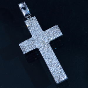 F0473【CROSS】 天然絶品ダイヤモンド２．００ct 最高級18金WG無垢ビックペンダントトップ 重量5.00g 幅43.7×21.2mm