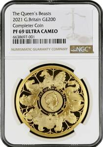 2021年 英国 イギリス クイーンズビースト コンプリーターコイン 200ポンド 2オンス プルーフ 金貨 NGC PF69 ULTRA CAMEO