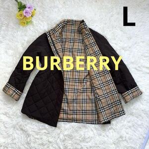 美品バーバリー BURBBERY リバーシブルキルティングジャケット ノバチェック L 40