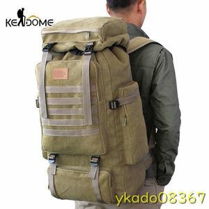 P2124: 大型ミリタリーキャンバスバックパック 60l タクティカルバッグ キャンプ ハイキング 旅行 molle xa84d