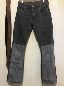 SKULL JEANS スカル ジーンズ ツートン　xx デニムフレアパンツ 31 隠しリベット GRIPPER ZIPPER ヘアオンハイド 日本製　ブーツカット