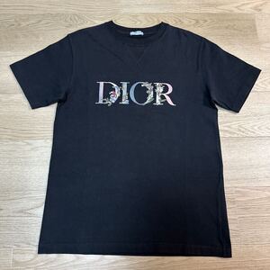 【美品】DIOR ディオール フラワー ロゴ刺繍 Tシャツ size M ブラック